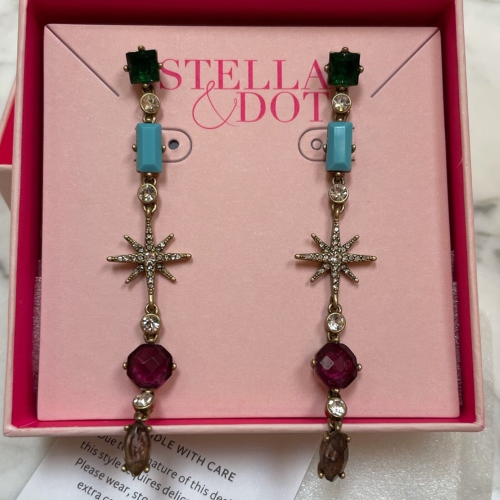 :: Stella & Dot | Retired🌈🍬Candy Jewels Collection Linear Earrings - Picture 5 of 6